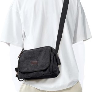 Messenger Bag for Men, Crossbody Bag Aesthetic, Water Resistant Unisex Classic Canvas Shoulder Bag