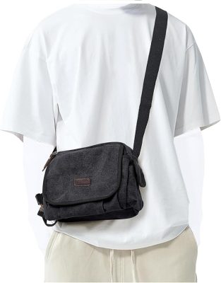 Messenger Bag for Men, Crossbody Bag Aesthetic, Water Resistant Unisex Classic Canvas Shoulder Bag